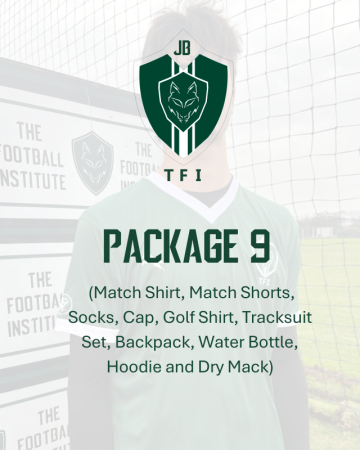 Package 9 (Match Shirt, Match Shorts, Socks, Cap, Golf Shirt, Tracksuit Set, Backpack, Water Bottle, Hoodie, Dry Mack)